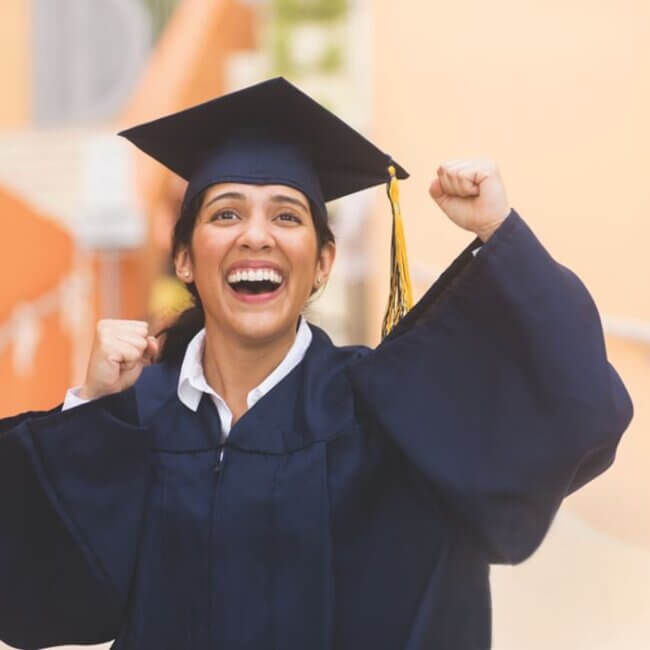 A student graduating