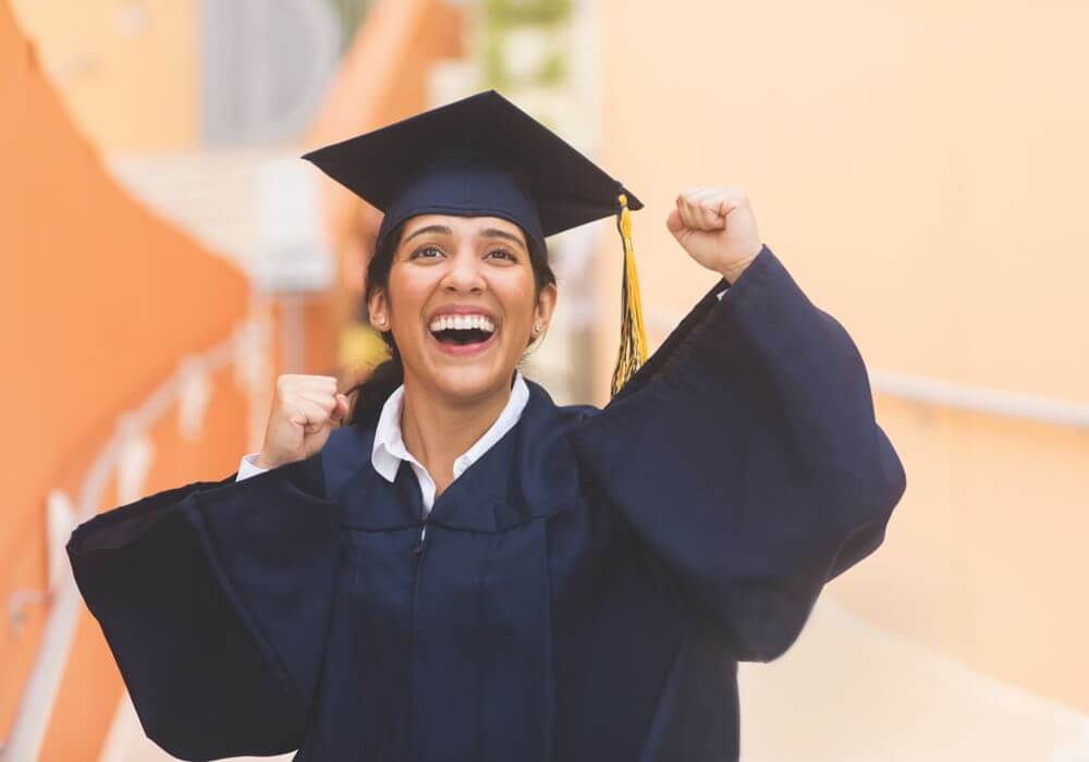 A student graduating