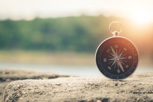 Compass on a rock