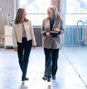 Lisa and Nancy walking together
